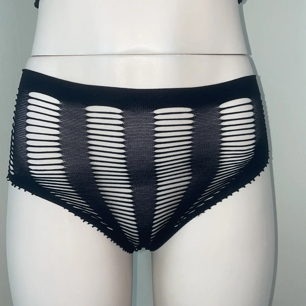Sexy Black Stretchy Mesh Fishnet Cutout High Waist